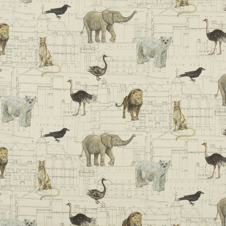 G P & J BAKER BP10675.1.0 ROYAL BEASTS LINEN IVORY Fabric - Eade's Wallpaper