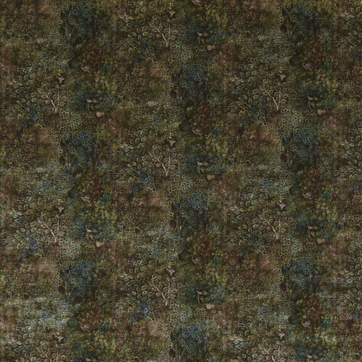 G P & J BAKER BP10711.2.0 PERSIAN GARDEN VELVET TEAL/SPICE Fabric - Eade's Wallpaper
