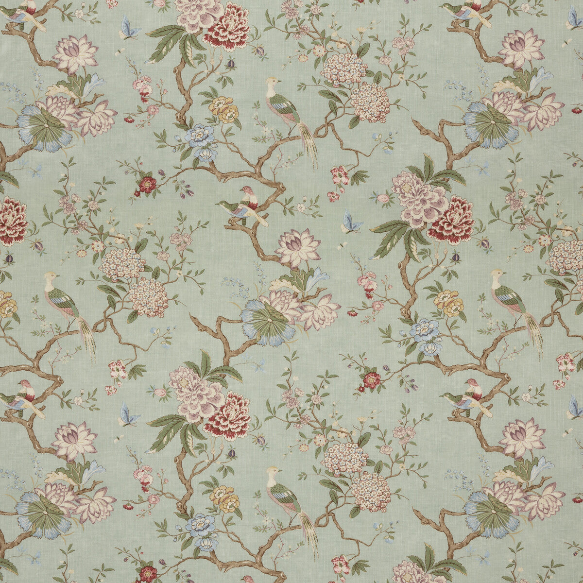 G P & J BAKER BP10771.4.0 ORIENTAL BIRD SIGNATURE EAU DE NIL Fabric - Eade's Wallpaper