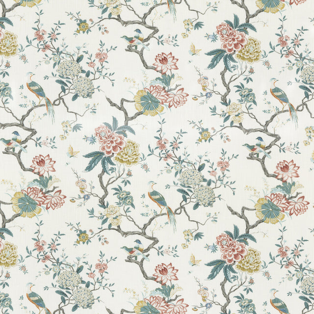 G P & J BAKER BP10771.5.0 ORIENTAL BIRD SIGNATURE TEAL Fabric - Eade's Wallpaper