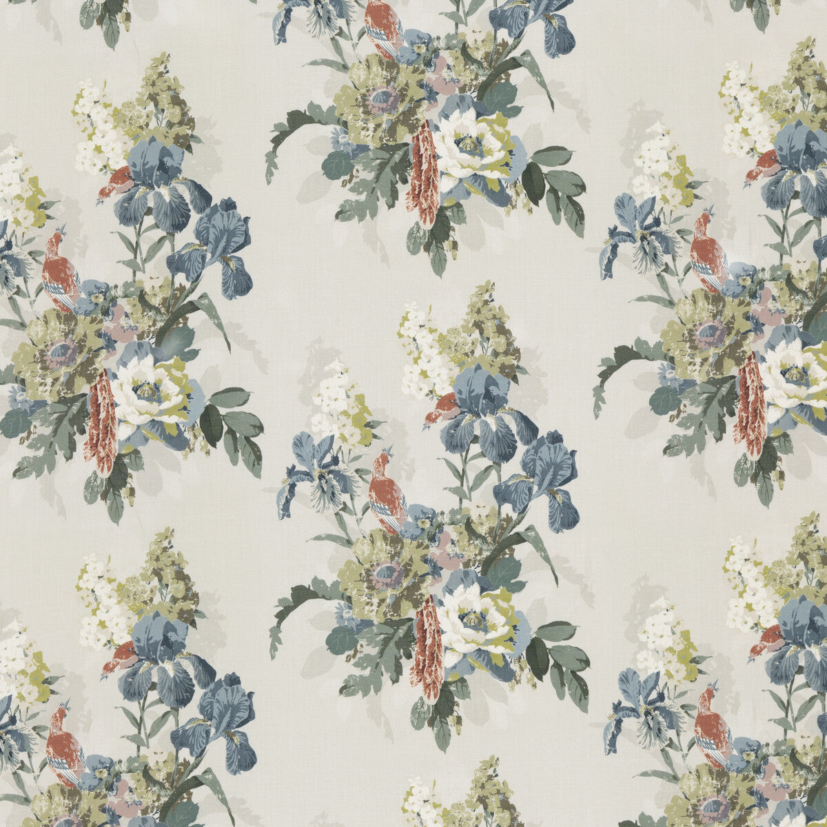 G P & J BAKER BP10774.2.0 BIRD & IRIS INDIGO Fabric - Eade's Wallpaper
