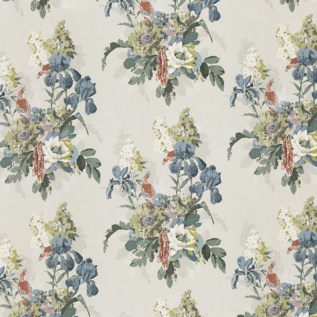G P & J BAKER BP10774.2.0 BIRD & IRIS INDIGO Fabric - Eade's Wallpaper