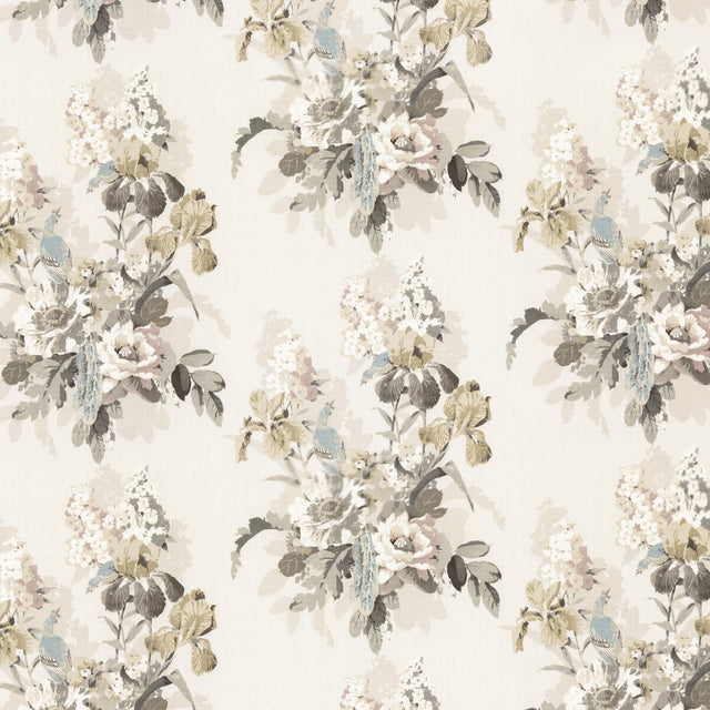 G P & J BAKER BP10774.3.0 BIRD & IRIS IVORY/MOLE Fabric - Eade's Wallpaper