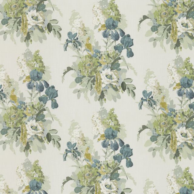 G P & J BAKER BP10774.4.0 BIRD & IRIS SOFT TEAL Fabric - Eade's Wallpaper