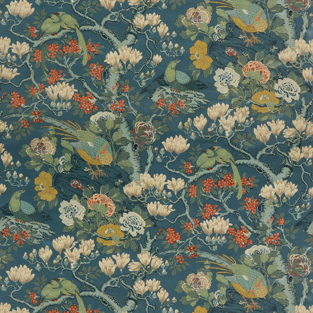 G P & J BAKER BP10815.2.0 ROCKBIRD VELVET TEAL Fabric - Eade's Wallpaper