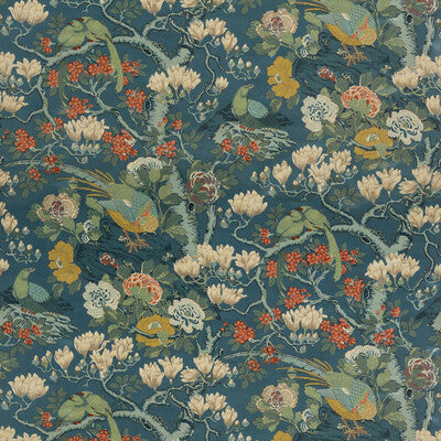 G P & J BAKER BP10815.2.0 ROCKBIRD VELVET TEAL Fabric - Eade's Wallpaper