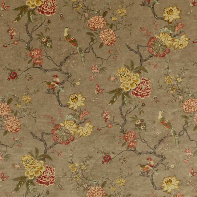 G P & J BAKER BP10818.1.0 ORIENTAL BIRD VELVET MOLE Fabric - Eade's Wallpaper