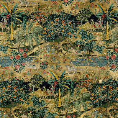 G P & J BAKER BP10832.2.0 RAMAYANA VELVET EMERALD/SAND Fabric - Eade's Wallpaper