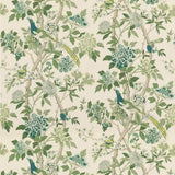 G P & J BAKER BP10851.2.0 HYDRANGEA BIRD (ARCHIVE) GREEN Fabric - Eade's Wallpaper