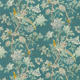 G P & J BAKER BP10851.5.0 HYDRANGEA BIRD (ARCHIVE) TEAL Fabric - Eade's Wallpaper