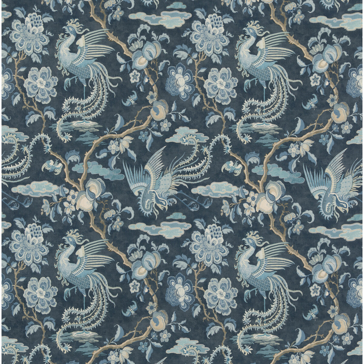 G P & J BAKER BP10852.1.0 CHIFU INDIGO Fabric - Eade's Wallpaper
