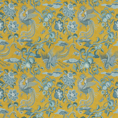G P & J BAKER BP10852.2.0 CHIFU OCHRE/BLUE Fabric - Eade's Wallpaper