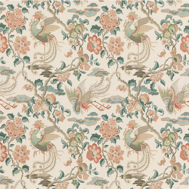 G P & J BAKER BP10852.3.0 CHIFU TEAL Fabric - Eade's Wallpaper