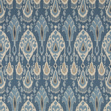 G P & J BAKER BP10853.1.0 IKAT BOKHARA BLUE Fabric - Eade's Wallpaper