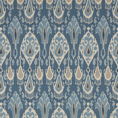 G P & J BAKER BP10853.1.0 IKAT BOKHARA BLUE Fabric - Eade's Wallpaper