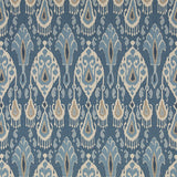 G P & J BAKER BP10853.1.0 IKAT BOKHARA BLUE Fabric - Eade's Wallpaper
