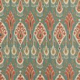 G P & J BAKER BP10853.3.0 IKAT BOKHARA TEAL Fabric - Eade's Wallpaper