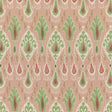 G P & J BAKER BP10853.4.0 IKAT BOKHARA ROSE/GREEN Fabric - Eade's Wallpaper