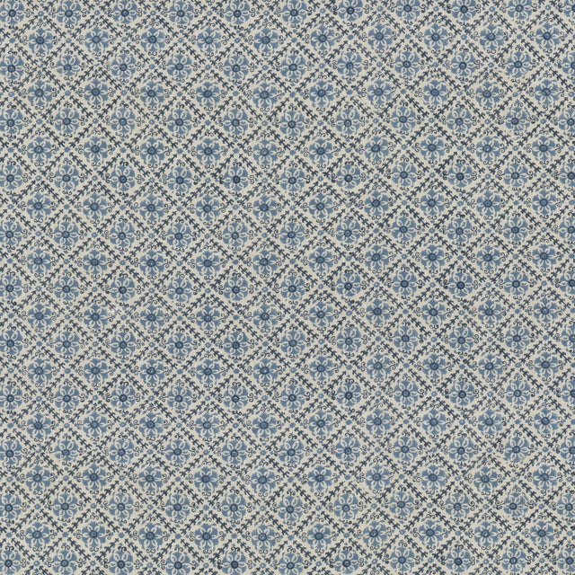 G P & J BAKER BP10909.1.0 CAMDEN TRELLIS BLUE Fabric - Eade's Wallpaper