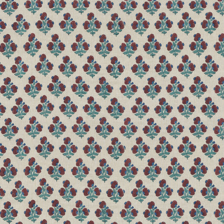 G P & J BAKER BP10916.1.0 JAIPUR POPPY RED/BLUE Fabric - Eade's Wallpaper
