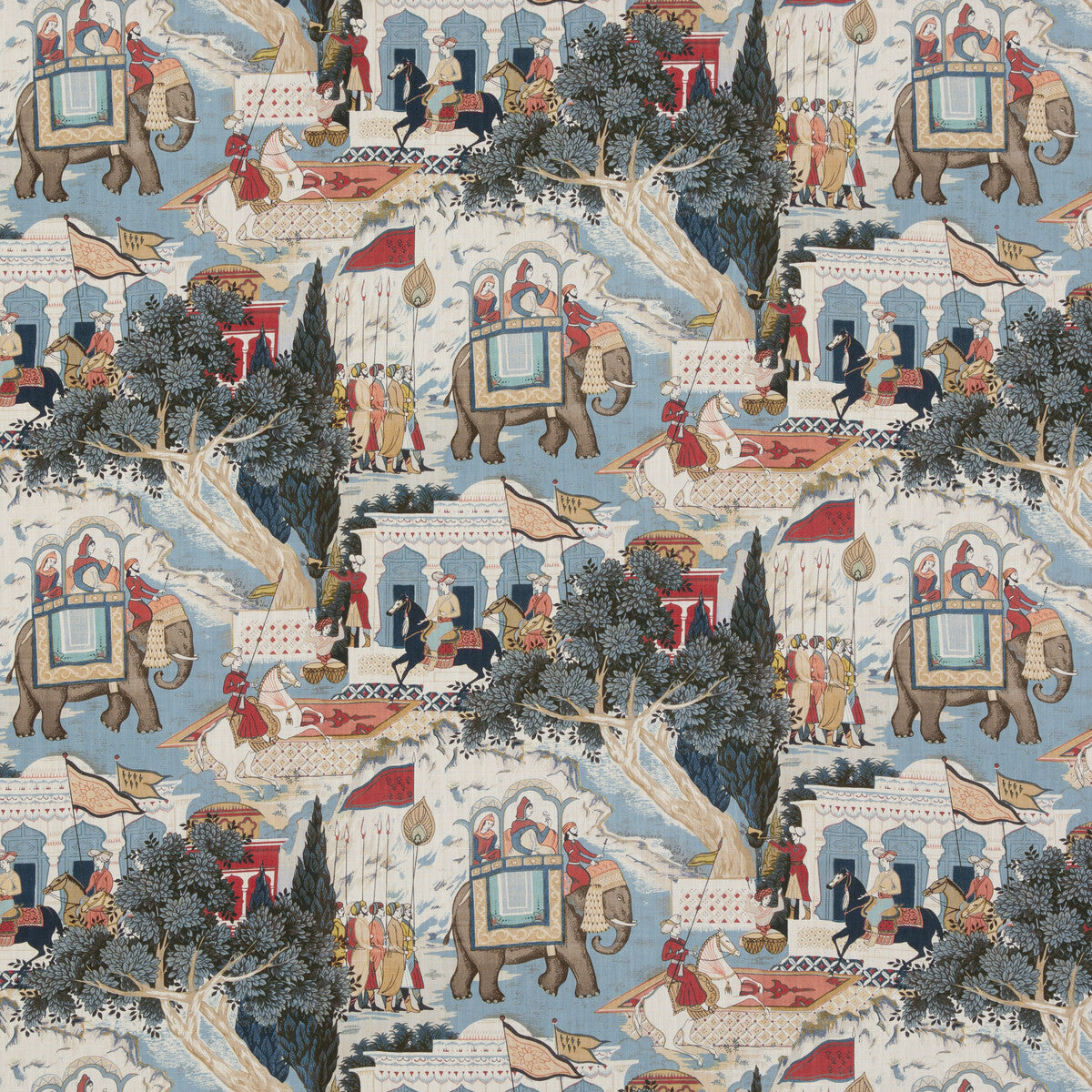 G P & J BAKER BP10927.1.0 SHALIMAR INDIGO/RED Fabric - Eade's Wallpaper