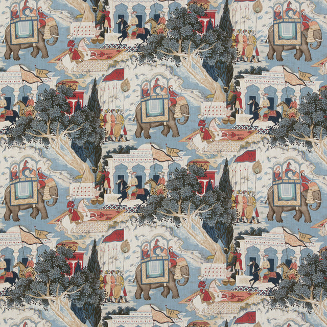 G P & J BAKER BP10927.1.0 SHALIMAR INDIGO/RED Fabric - Eade's Wallpaper