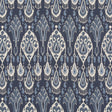 G P & J BAKER BP10939.1.0 IKAT BOKHARA LINEN INDIGO Fabric - Eade's Wallpaper