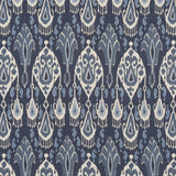 G P & J BAKER BP10939.1.0 IKAT BOKHARA LINEN INDIGO Fabric - Eade's Wallpaper