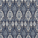 G P & J BAKER BP10939.1.0 IKAT BOKHARA LINEN INDIGO Fabric - Eade's Wallpaper