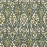 G P & J BAKER BP10939.2.0 IKAT BOKHARA LINEN EMERALD Fabric - Eade's Wallpaper
