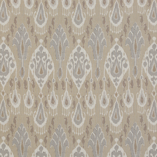 G P & J BAKER BP10939.3.0 IKAT BOKHARA LINEN PARCHMENT Fabric - Eade's Wallpaper