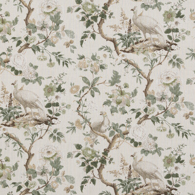 G P & J BAKER BP10949.3.0 BROUGHTON ROSE GREEN Fabric - Eade's Wallpaper