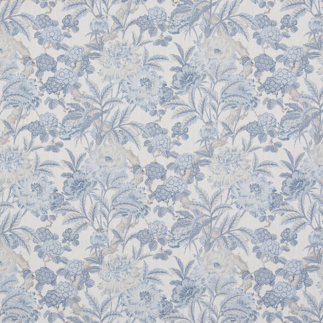 G P & J BAKER BP10950.1.0 SUMMER PEONY BLUE Fabric - Eade's Wallpaper
