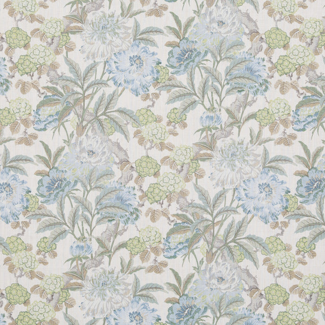 G P & J BAKER BP10950.4.0 SUMMER PEONY AQUA Fabric - Eade's Wallpaper