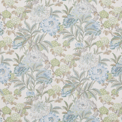 G P & J BAKER BP10950.4.0 SUMMER PEONY AQUA Fabric - Eade's Wallpaper