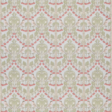 G P & J BAKER BP10967.4.0 BIRDS & CHERRIES COTTON SOFT BLUE Fabric - Eade's Wallpaper