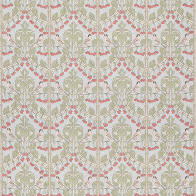 G P & J BAKER BP10967.4.0 BIRDS & CHERRIES COTTON SOFT BLUE Fabric - Eade's Wallpaper