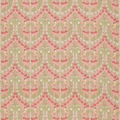 G P & J BAKER BP10967.5.0 BIRDS & CHERRIES COTTON CORAL Fabric - Eade's Wallpaper