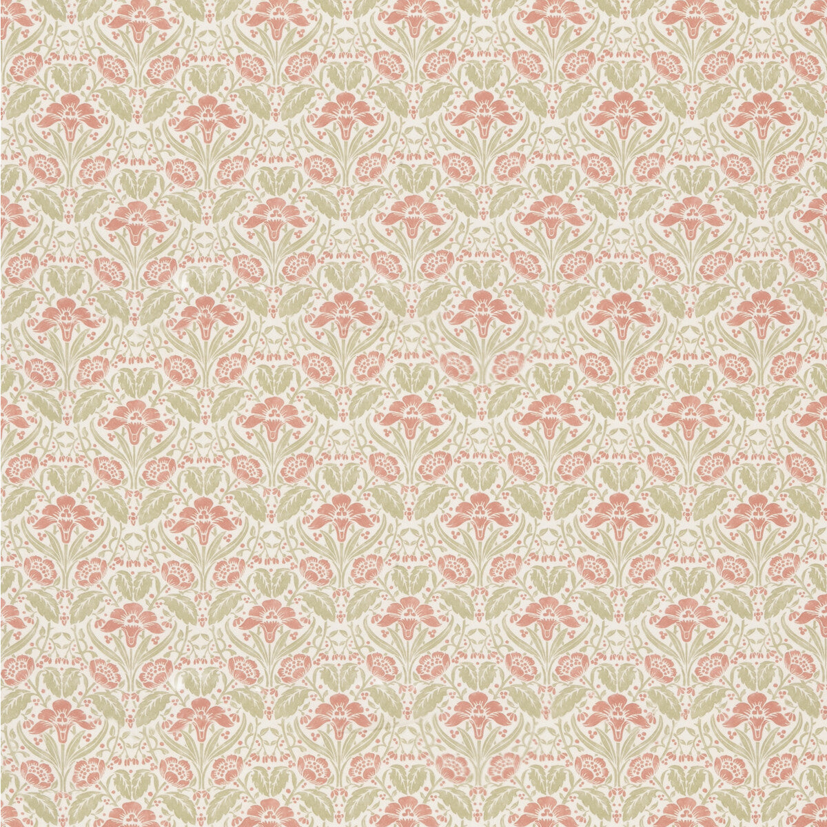 G P & J BAKER BP10968.1.0 IRIS MEADOW COTTON PINK/GREEN Fabric - Eade's Wallpaper