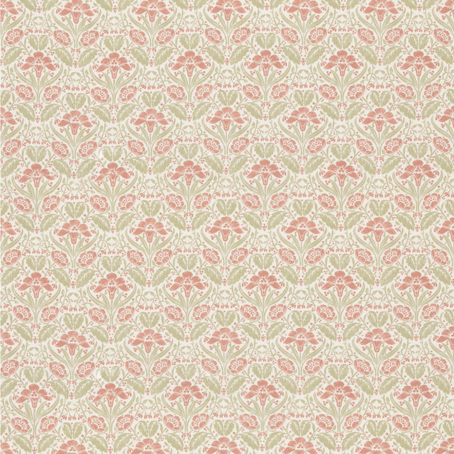 G P & J BAKER BP10968.1.0 IRIS MEADOW COTTON PINK/GREEN Fabric - Eade's Wallpaper