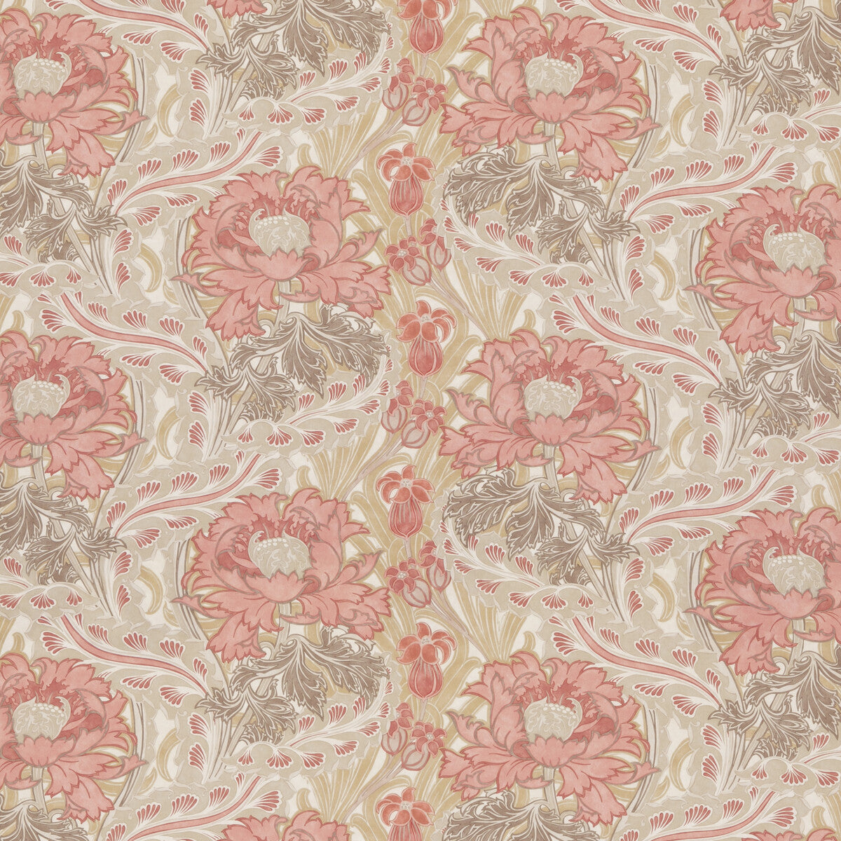 G P & J BAKER BP10969.1.0 BRANTWOOD COTTON CORAL/SAND Fabric - Eade's Wallpaper
