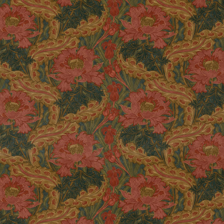 G P & J BAKER BP10970.1.0 BRANTWOOD VELVET ROSE/GREEN Fabric - Eade's Wallpaper