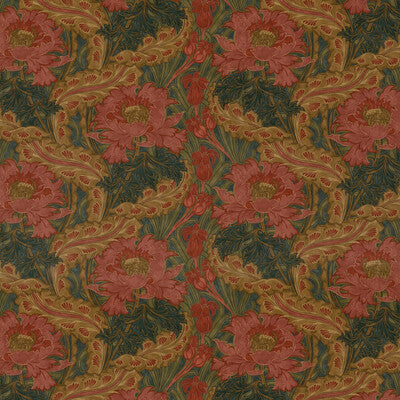 G P & J BAKER BP10970.1.0 BRANTWOOD VELVET ROSE/GREEN Fabric - Eade's Wallpaper