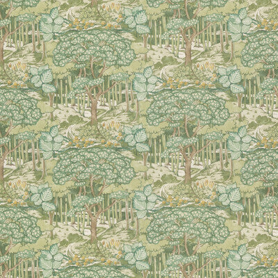 G P & J BAKER BP10971.1.0 RUSKIN COTTON GREEN Fabric - Eade's Wallpaper
