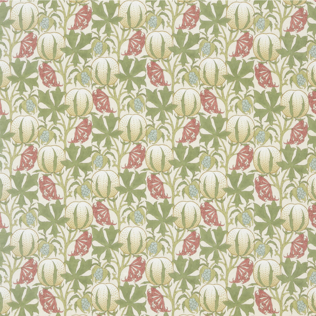 G P & J BAKER BP10973.1.0 PUMPKINS COTTON CORAL/GREEN Fabric - Eade's Wallpaper