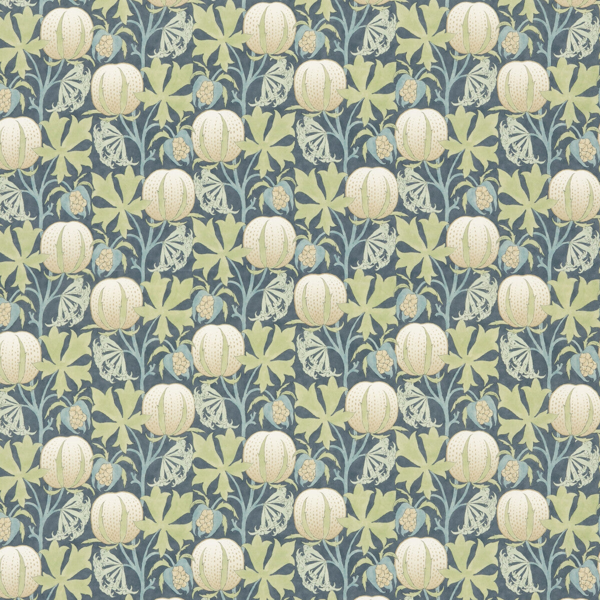 G P & J BAKER BP10973.2.0 PUMPKINS COTTON GREEN/BLUE Fabric - Eade's Wallpaper