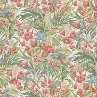 G P & J BAKER BP10976.1.0 TRUMPET FLOWERS COTTON RED/GREEN Fabric - Eade's Wallpaper