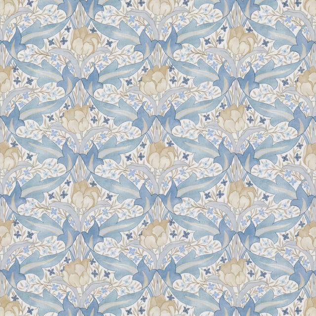 G P & J BAKER BP10977.2.0 TULIP & JASMINE COTTON BLUE Fabric - Eade's Wallpaper