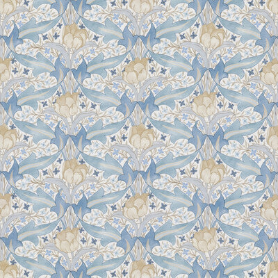 G P & J BAKER BP10977.2.0 TULIP & JASMINE COTTON BLUE Fabric - Eade's Wallpaper