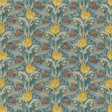 G P & J BAKER BP10977.3.0 TULIP & JASMINE COTTON TEAL Fabric - Eade's Wallpaper